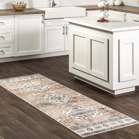 Nuloom Evelina Traditional Spill Proof Machine Washable Area Rug 2ft 6in x 8ft BIJL04A-2608